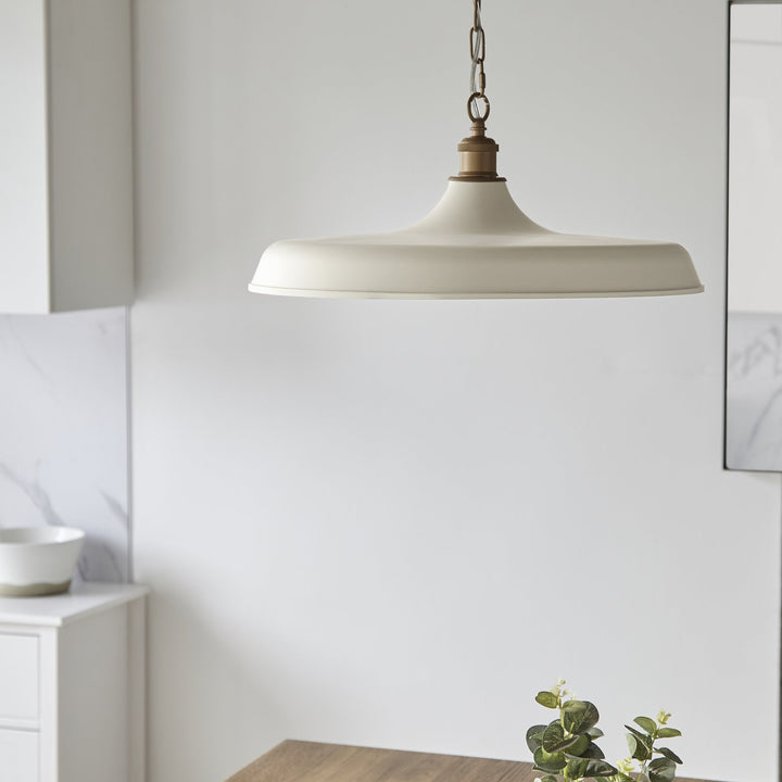 Nelson Lighting NL949999 Pendant 1 Light Matt Warm White And Satin Gold Paint