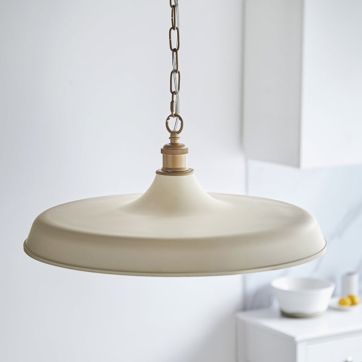 Nelson Lighting NL949999 Pendant 1 Light Matt Warm White And Satin Gold Paint