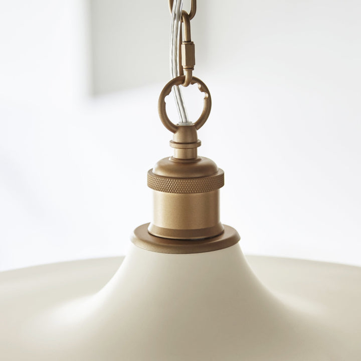 Nelson Lighting NL949999 Pendant 1 Light Matt Warm White And Satin Gold Paint