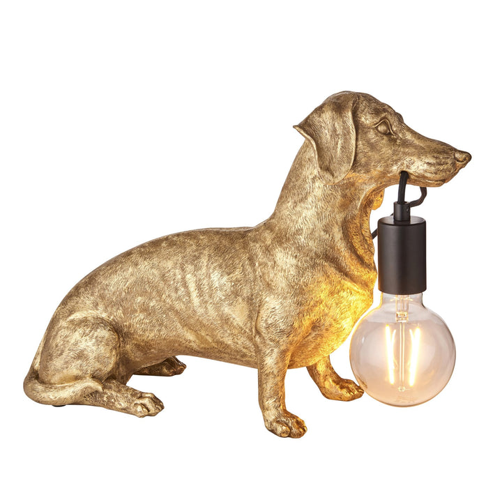 Nelson Lighting NL141187 Dog Table Lamp 1 Light Vintage Gold Paint And Matt Black