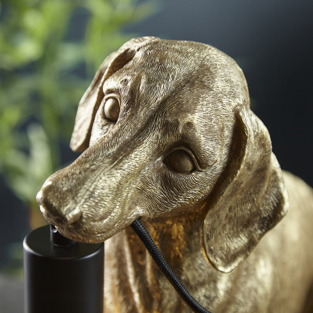 Nelson Lighting NL141187 Dog Table Lamp 1 Light Vintage Gold Paint And Matt Black