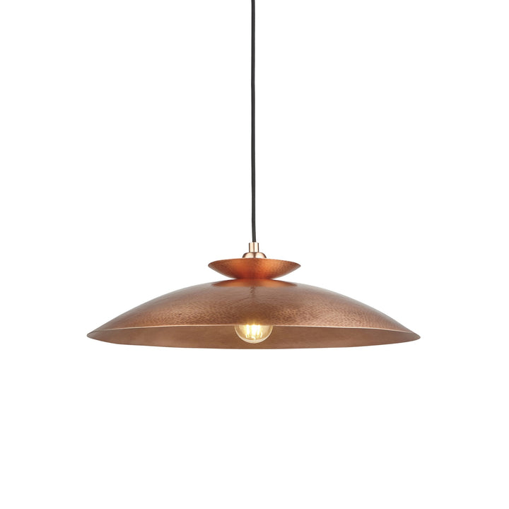 Nelson Lighting NL144010 Pendant 1 Light Hammered Copper And Copper Plate