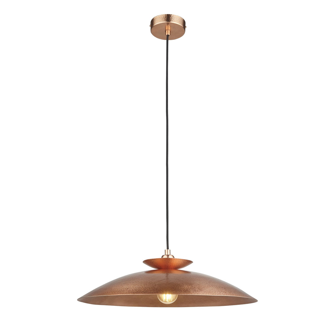 Nelson Lighting NL144010 Pendant 1 Light Hammered Copper And Copper Plate