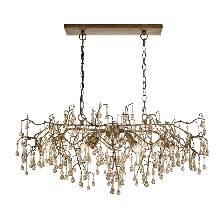 Nelson Lighting NL144242 Pendant 6 Light Aged Gold Paint And Champagne Lustre Glass