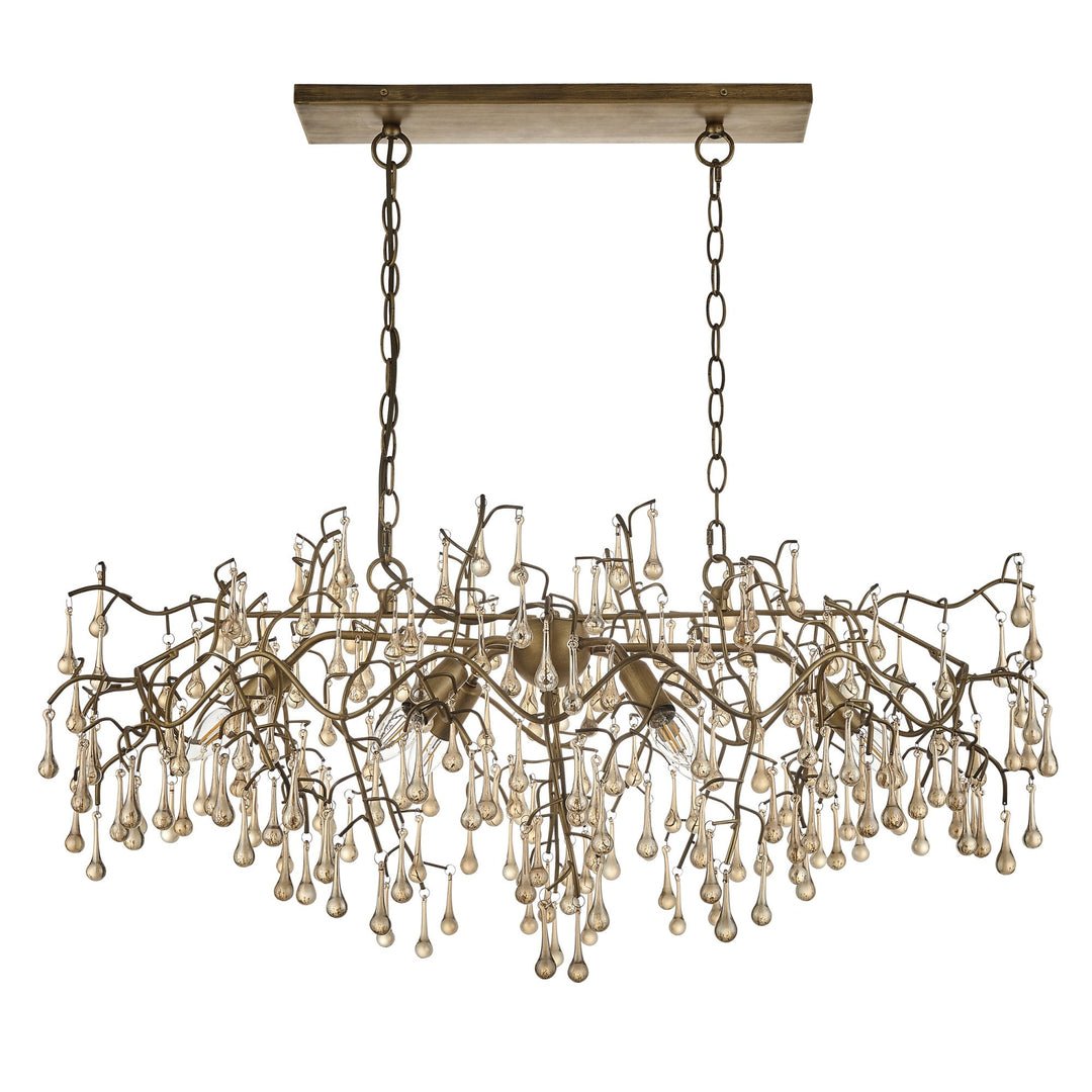 Nelson Lighting NL144242 Pendant 6 Light Aged Gold Paint And Champagne Lustre Glass