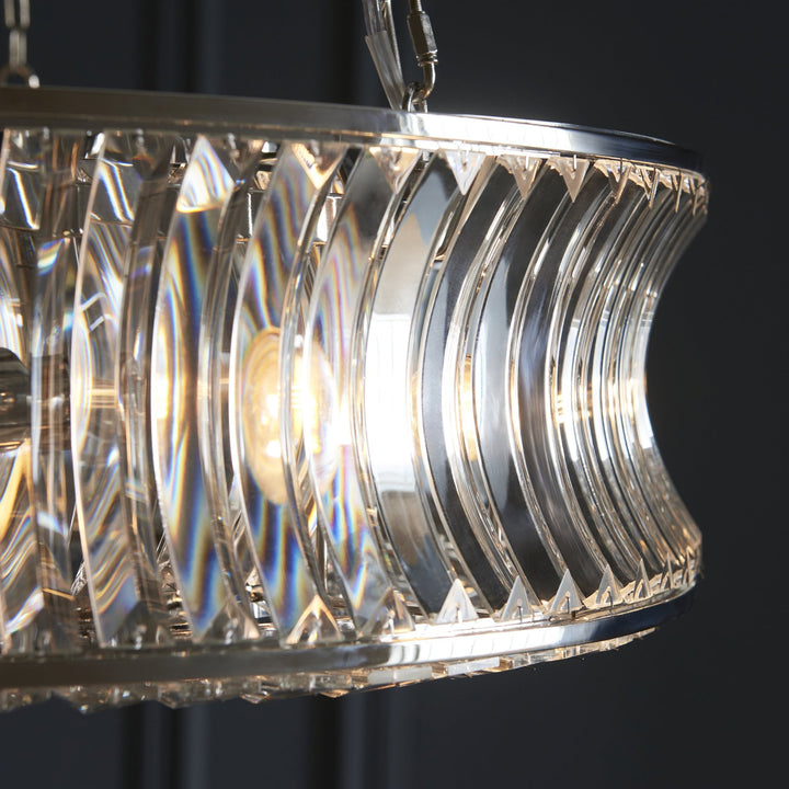 Nelson Lighting NL144528 Pendant 6 Light Bright Nickel Plate With Crystal And Clear Glass