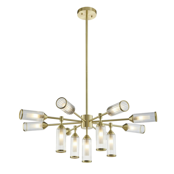 Nelson Lighting NL146256 Pendant 13 Light Satin Brass Plate With Clear And Frosted Glass