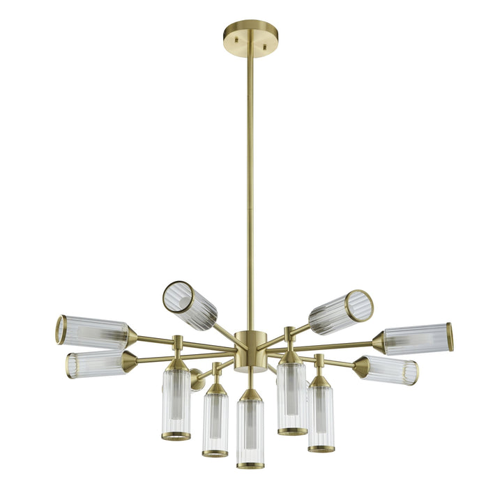 Nelson Lighting NL146256 Pendant 13 Light Satin Brass Plate With Clear And Frosted Glass