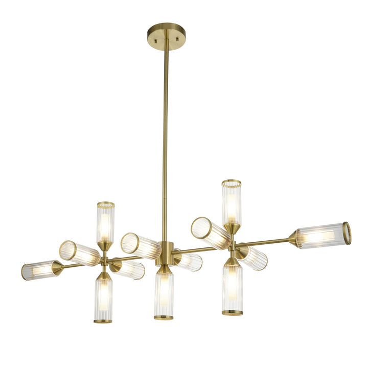 Nelson Lighting NL146259 Pendant 13 Light Satin Brass Plate With Clear And Frosted Glass