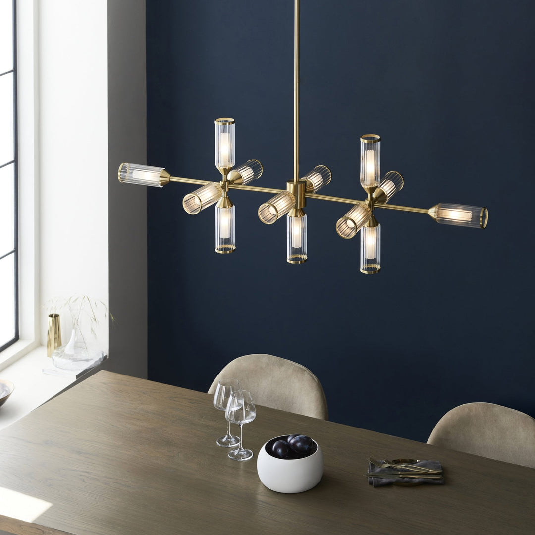 Nelson Lighting NL146259 Pendant 13 Light Satin Brass Plate With Clear And Frosted Glass