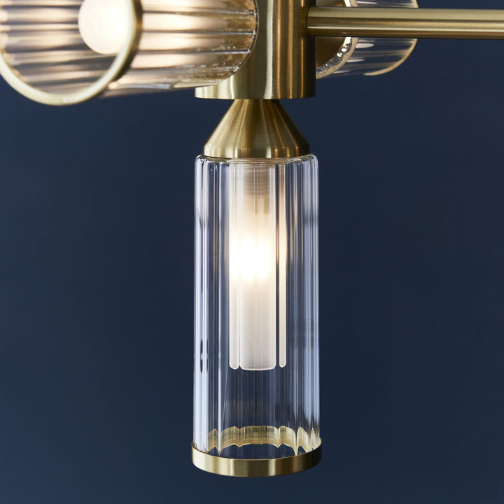 Nelson Lighting NL146259 Pendant 13 Light Satin Brass Plate With Clear And Frosted Glass