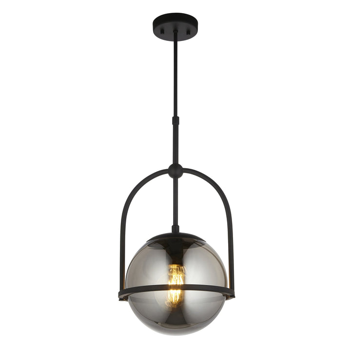 Nelson Lighting NL146663 Pendant 1 Light Matt Black And Smoked Mirror Glass