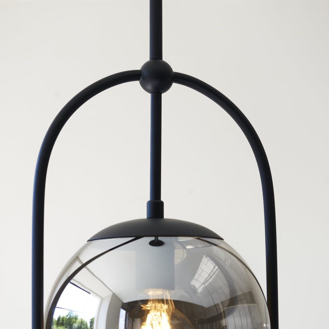 Nelson Lighting NL146663 Pendant 1 Light Matt Black And Smoked Mirror Glass