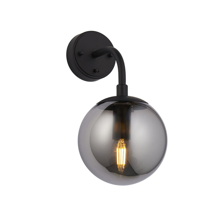 Nelson Lighting NL146664 Wall 1 Light Matt Black And Smoked Mirror Glass