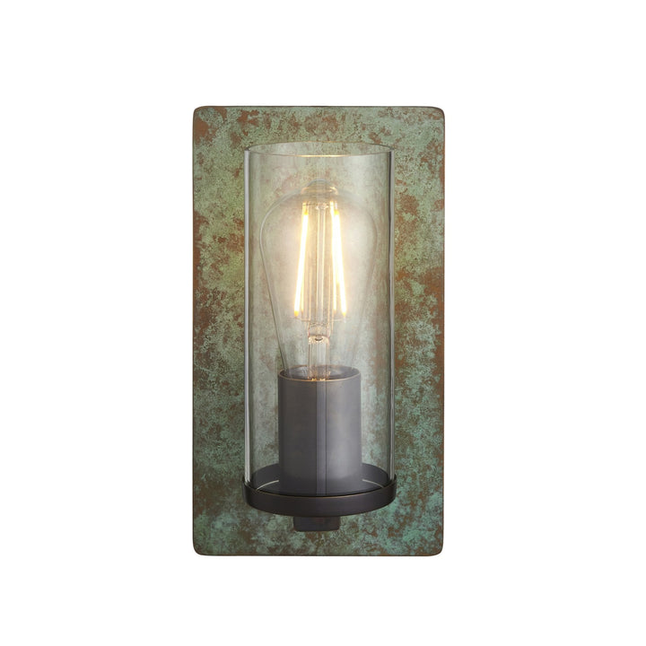 Nelson Lighting NL146721 Wall 1 Light Verdigris Bronze Plate And Clear Glass