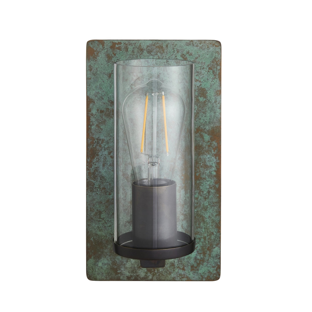 Nelson Lighting NL146721 Wall 1 Light Verdigris Bronze Plate And Clear Glass