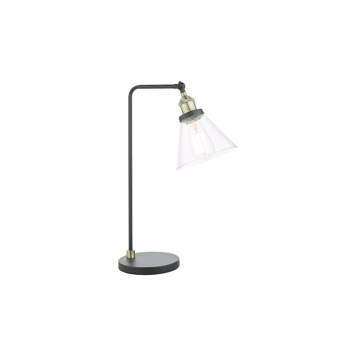 Dar RAY4275 | Ray Table Lamp | Antique Brass Base with Clear Glass Shade