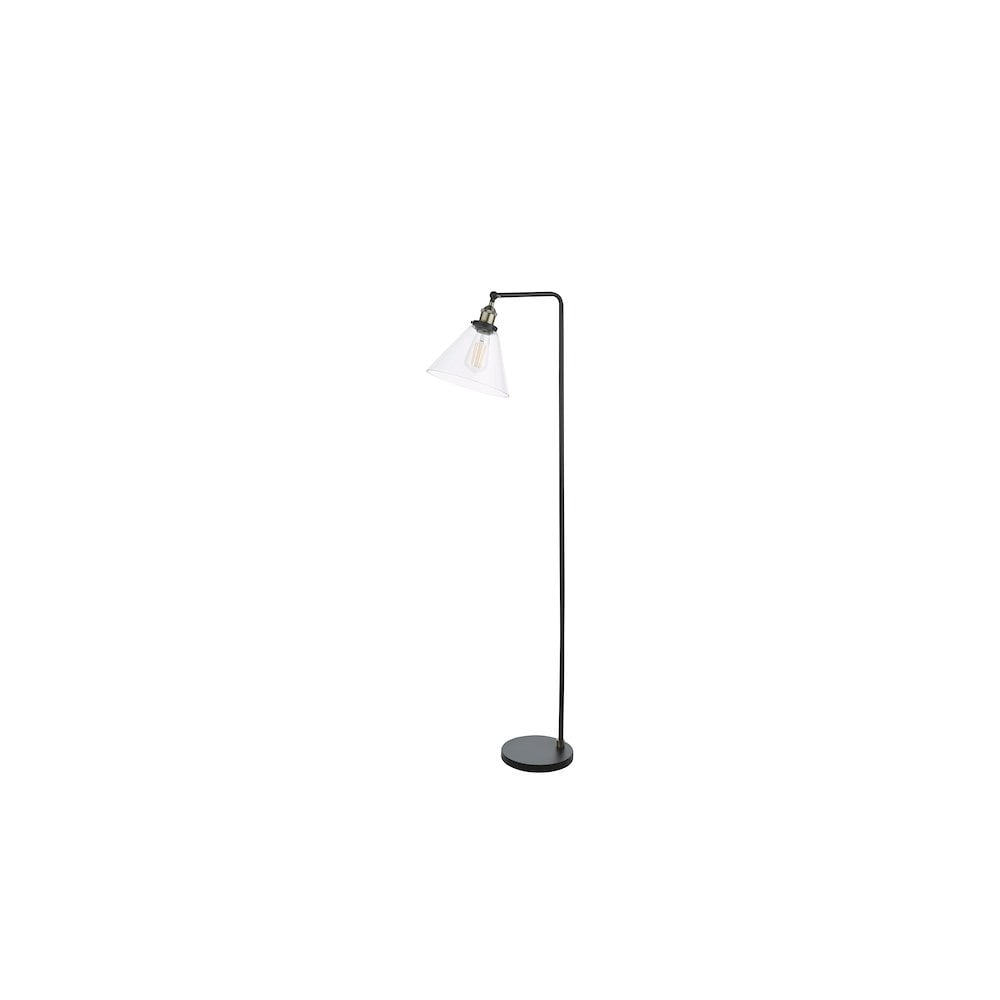 Dar RAY4975 | Ray Floor Lamp | Sleek Antique Brass Stand with Glass Shade