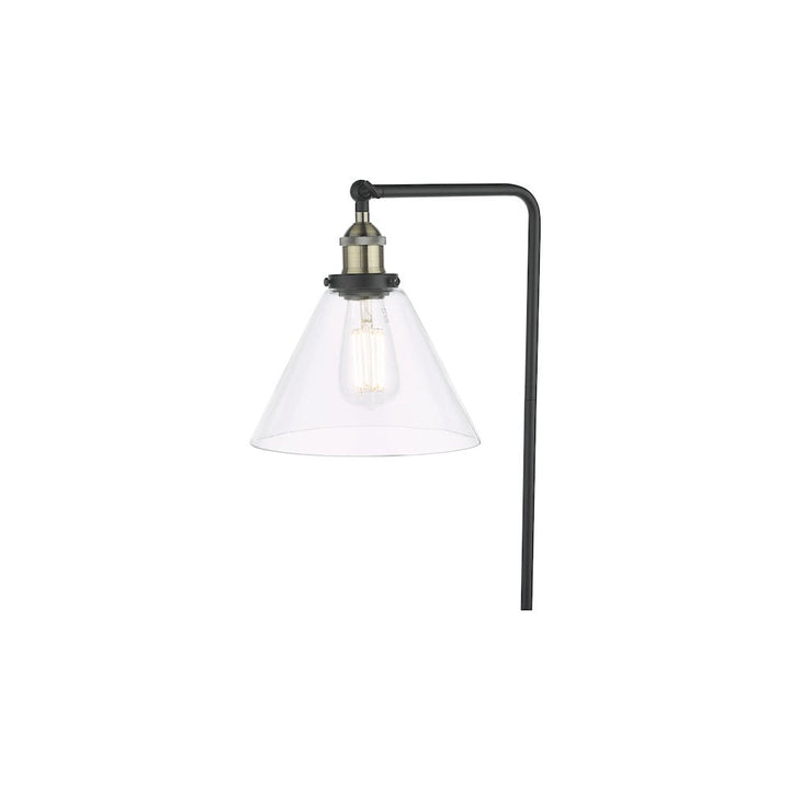 Dar RAY4975 | Ray Floor Lamp | Sleek Antique Brass Stand with Glass Shade