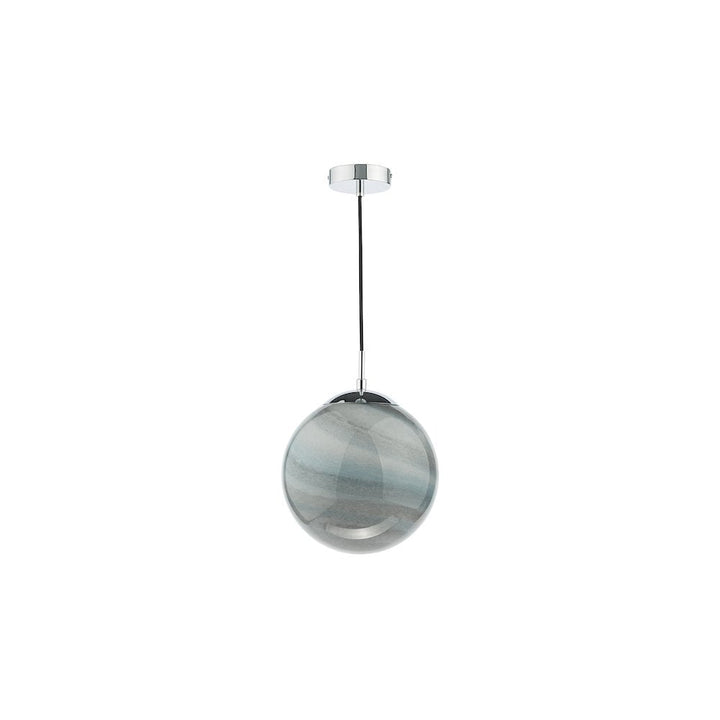 Dar SAT0150 | Saturn Pendant | Planet-Style | Marble Effect Glass & Polished Chrome
