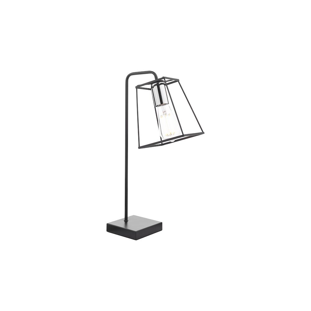 Dar TOW4150 | Tower Table Lamp | Matt Black & Chrome Accent