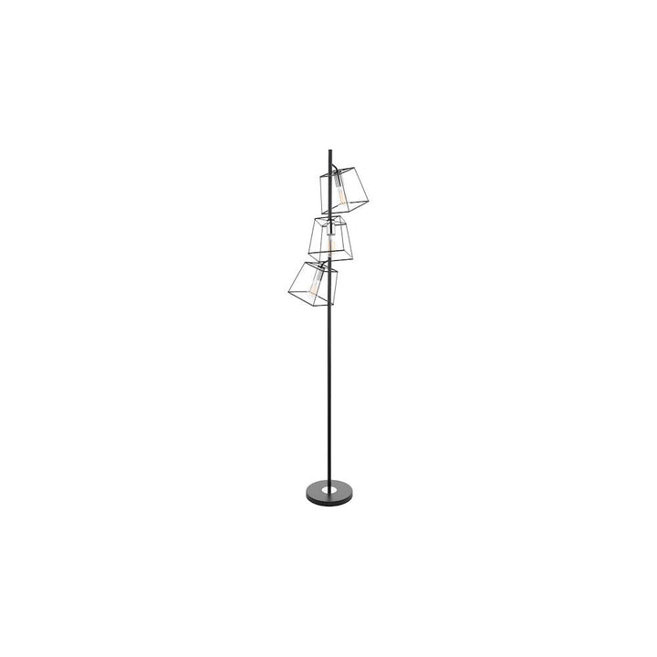 Dar TOW4950 | Tower Floor Lamp | 3-Light Matt Black & Chrome