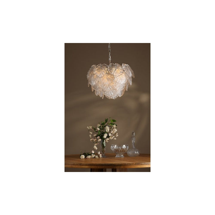 Dar Lighting COU2375 | Courtney | 10 Light Pendant | Textured Glass & Antique Brass