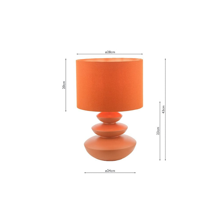 Dar DIS4211 | Discus | Ceramic Table Lamp | Orange | With Shade