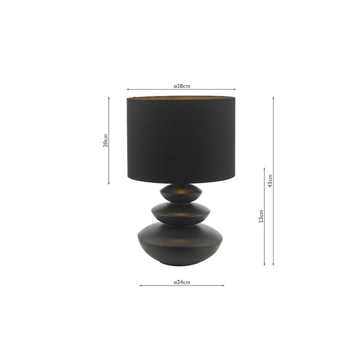 Dar DIS4222 | Discus | Ceramic Table Lamp | Black With Shade