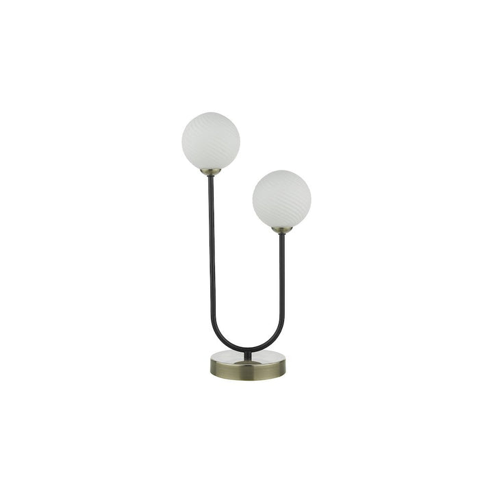 Dar DUO4275 | Duo | 2-Light Table Lamp | Antique Brass | Opal Glass