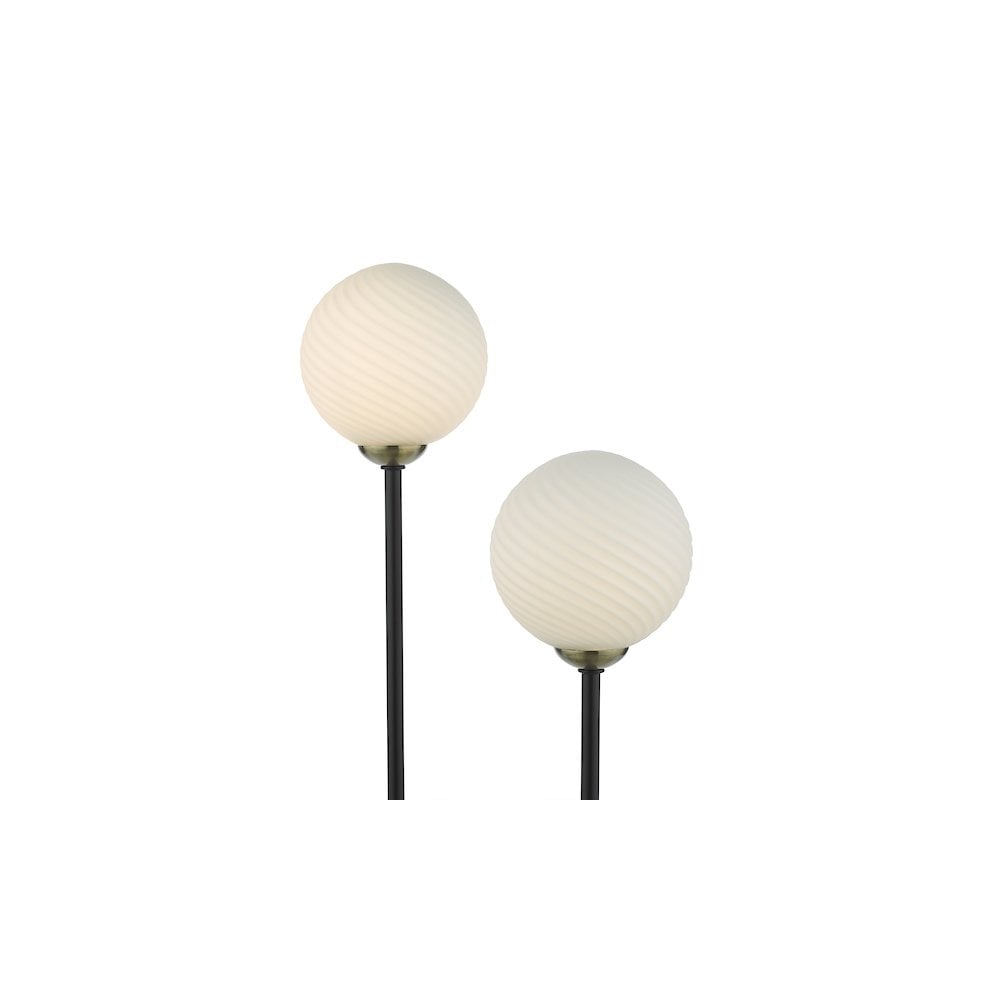 Dar DUO4275 | Duo | 2-Light Table Lamp | Antique Brass | Opal Glass