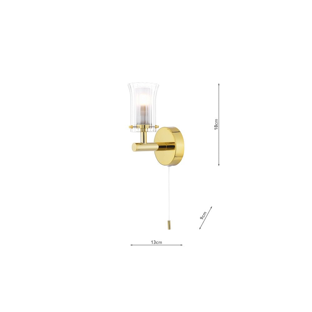 Dar ELB0735 | Elba | Polished Gold Bathroom Wall Light
