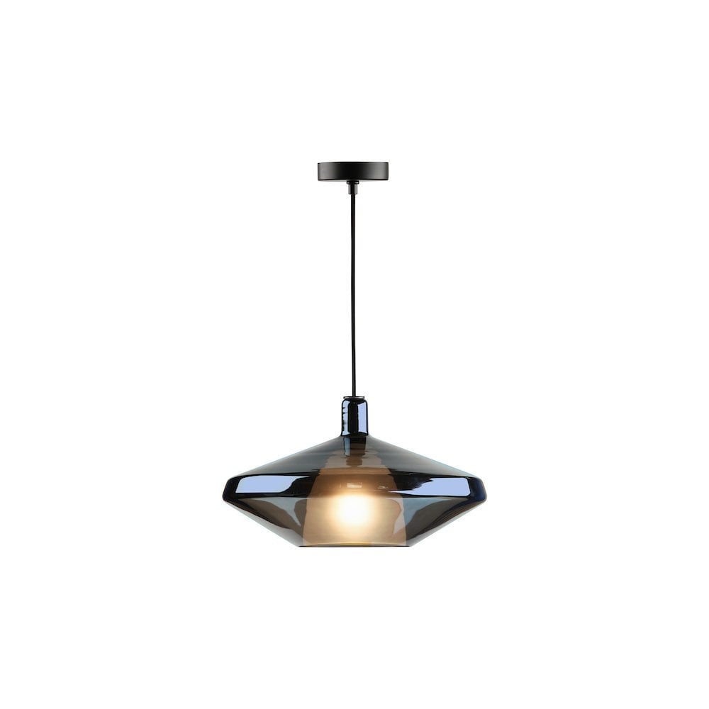 Dar ESM8623 | Blue Glass Single Pendant Light | Opal Accent – Solihull ...