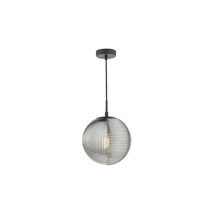 Dar EVA0122 | Evander | Single Pendant in Matt Black with Smoked Glass