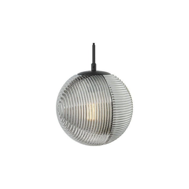 Dar EVA0122 | Evander | Single Pendant in Matt Black with Smoked Glass