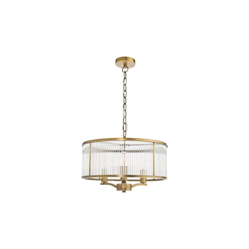 Dar EVE0363 | Evelyn | 3-Light Pendant in Antique Bronze with Glass