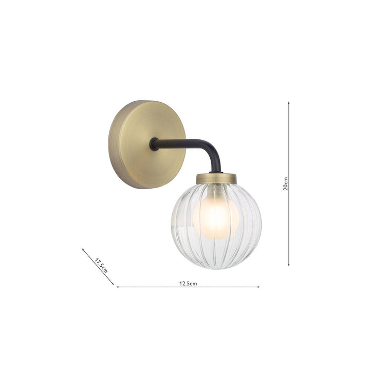 Dar GIB0754 | Gibbs Wall Light | Antique Brass & Glass