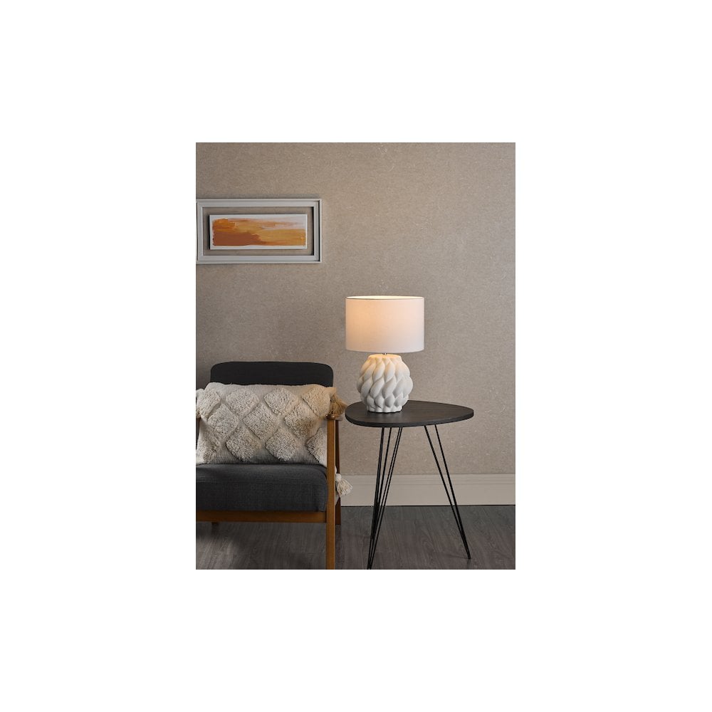 Dar IDO422 | Idonia Table Lamp | White Textured Base with Shade