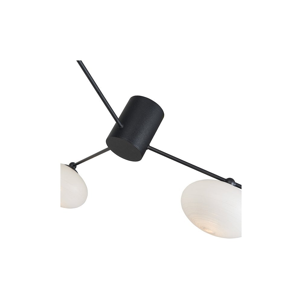 Dar JAS5322 | Jasper 3 Light Semi Flush | Matt Black Opal Glass