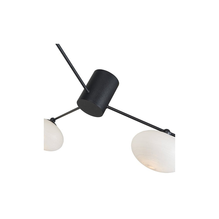 Dar JAS5322 | Jasper 3 Light Semi Flush | Matt Black Opal Glass