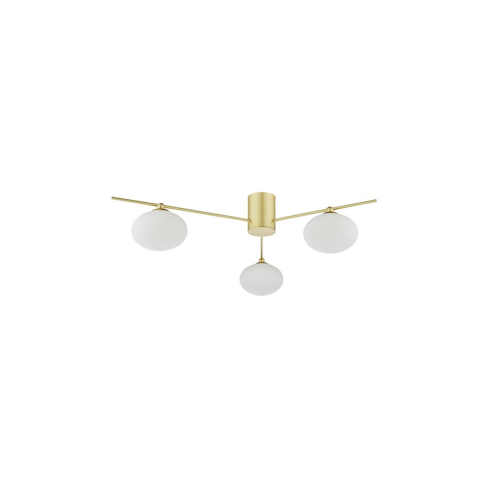 Dar JAS5335 | Jasper 3 Light Semi-Flush | Satin Gold and Opal Glass