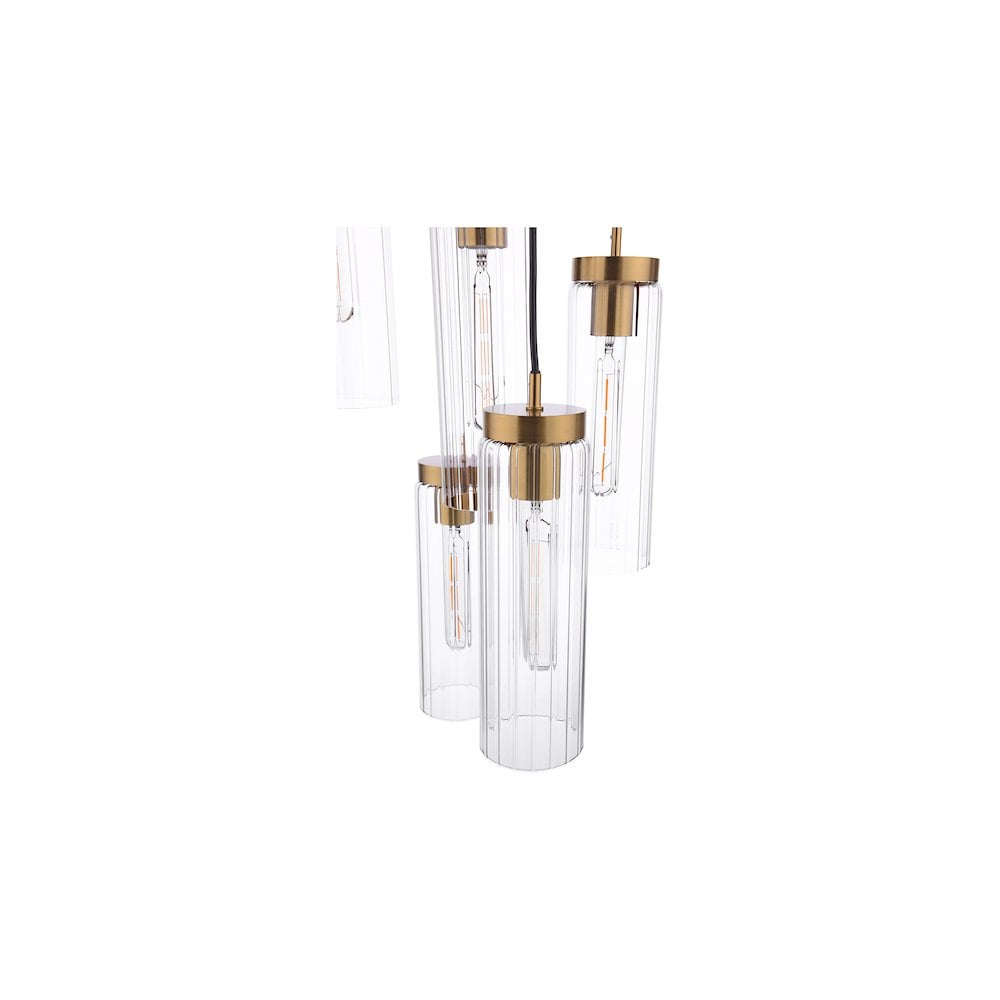 Dar JOD0563 | Jodelle | 5 Light Cluster Pendant | Polished Bronze and Glass