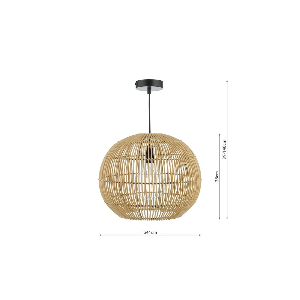 Dar KES0129 | Kesler | Rattan Pendant Light