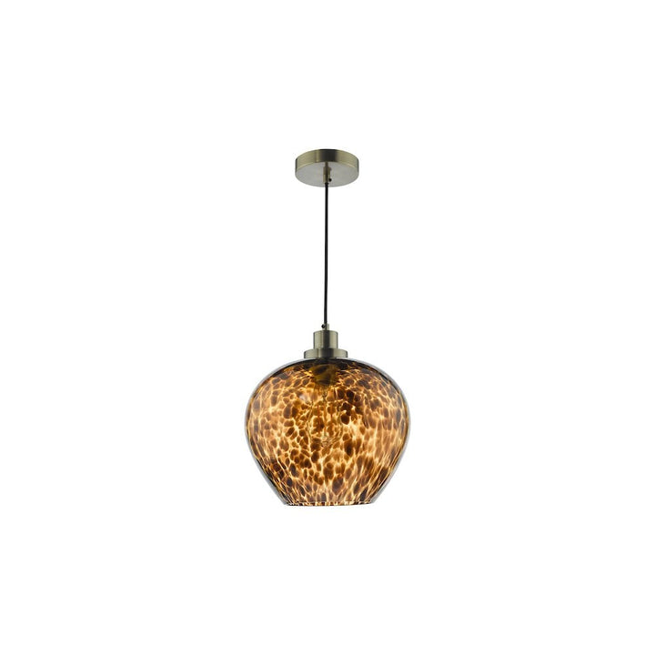 Dar LEA0106 | Leandra Pendant | Tortoiseshell Glass with Antique Brass