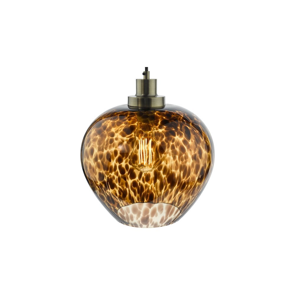 Dar LEA0106 | Leandra Pendant | Tortoiseshell Glass with Antique Brass