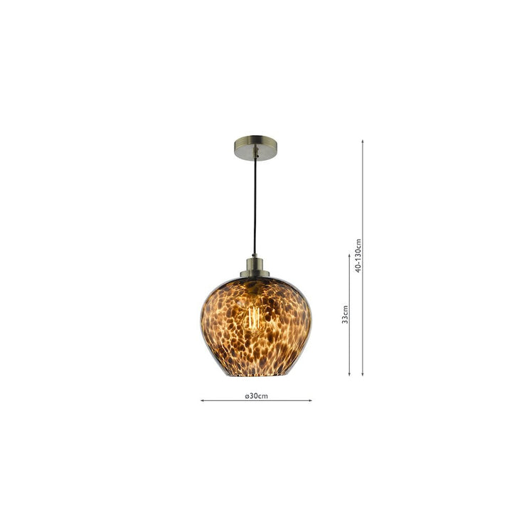 Dar LEA0106 | Leandra Pendant | Tortoiseshell Glass with Antique Brass