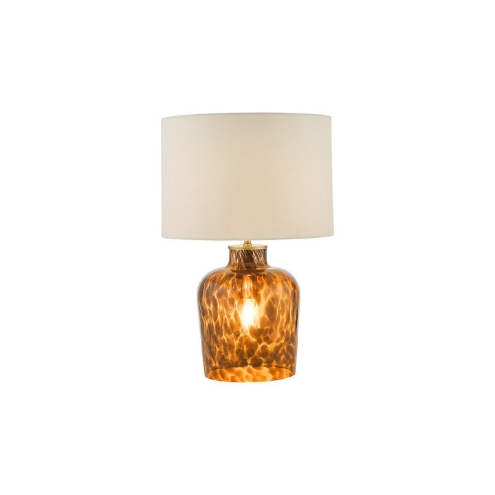 Dar LEA4206 | Leandra Dual Light Table Lamp | Tortoiseshell Glass with Shade