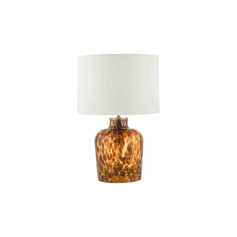 Dar LEA4206 | Leandra Dual Light Table Lamp | Tortoiseshell Glass with Shade