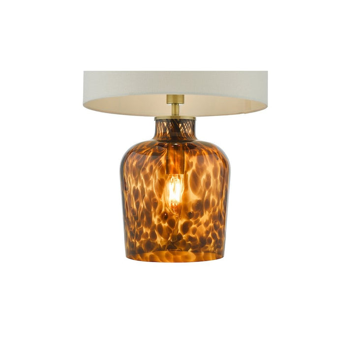 Dar LEA4206 | Leandra Dual Light Table Lamp | Tortoiseshell Glass with Shade