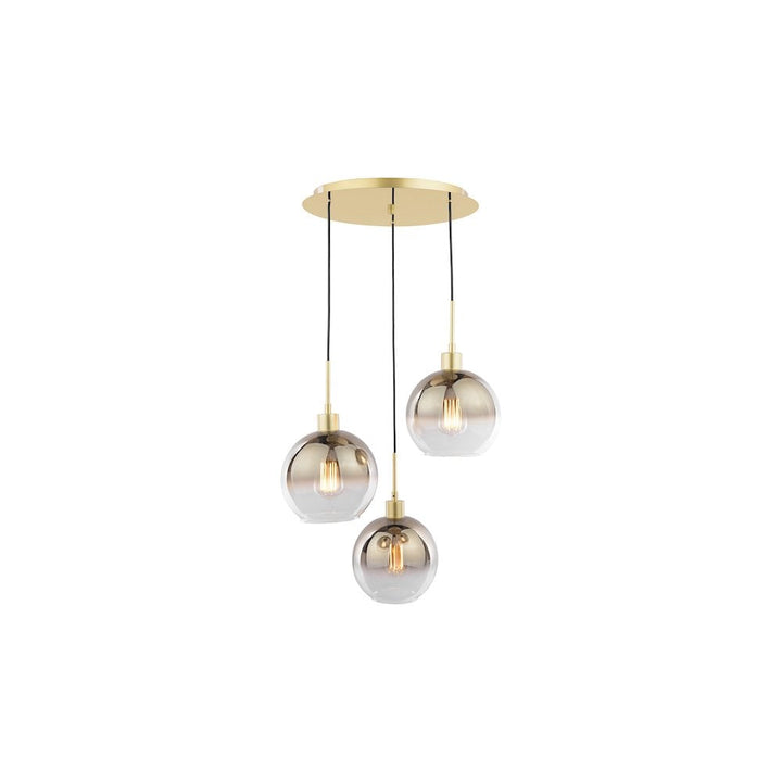 Dar LYC8835 | Lycia | Polished Gold 3 Light Cluster Pendant | Gold Ombre Glass